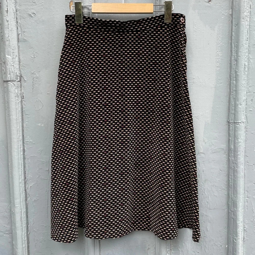 Vintage  70s Velvet Fish Patterned Skirt, size Small